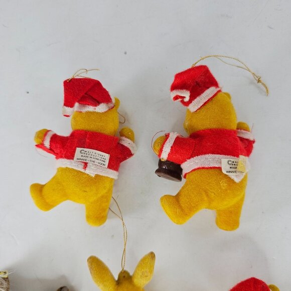 Vintage Christmas Winnie The Pooh & Friends Flocked Ornaments Set Of 5 - Picture 9 of 9